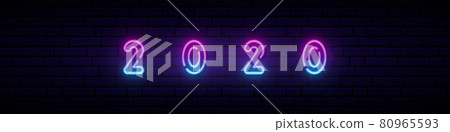New Year 2020 neon sign. New Year 2020 neon sign. 80965593