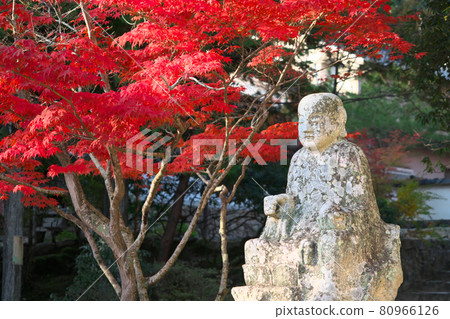 Jizo of Hofukuji Temple and Asahi in autumn colors Soja City, Okayama Prefecture 80966126