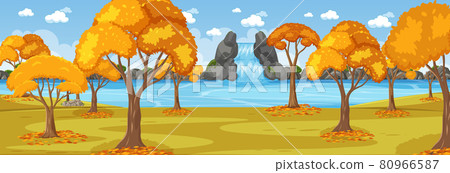 Park in autumn season horizontal scene at day time Park in autumn season horizontal scene at day time 80966587
