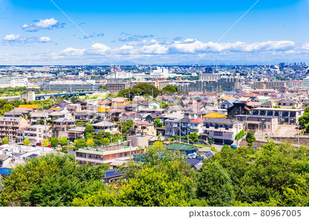 Tokyo, a suburban residential area with a blue sky Tokyo, a suburban residential area with a blue sky 80967005
