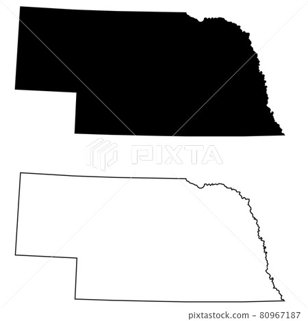 Nebraska black map on white background. Outline Map of Nebraska sign. flat style. Nebraska black map on white background. Outline Map of Nebraska sign. flat style. 80967187
