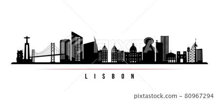Lisbon skyline horizontal banner.  Lisbon skyline horizontal banner.  80967294