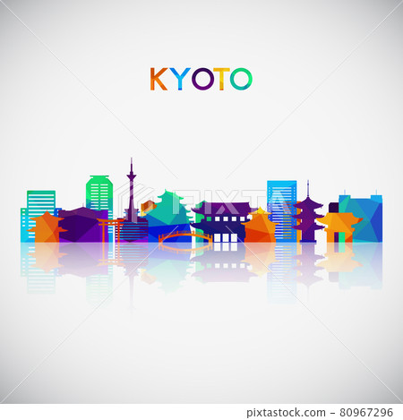 Kyoto skyline silhouette in colorful geometric style.  80967296