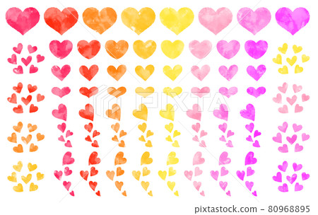 Watercolor heart illustration icon set warm colors Watercolor heart illustration icon set warm colors 80968895