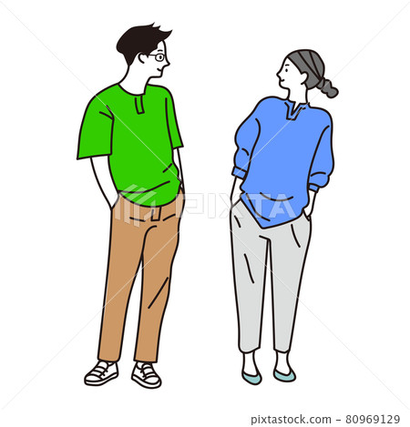 男人和女人面對面的矢量圖 80969129