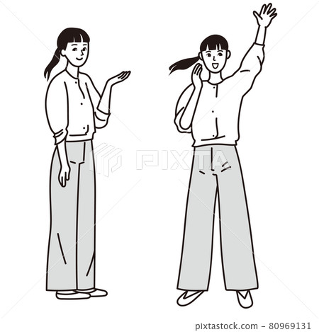 女商人全身姿勢矢量圖 80969131