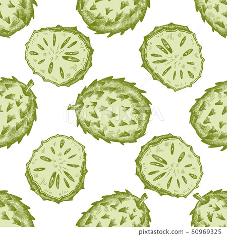 Seamless pattern with hand drawn pastel soursop Seamless pattern with hand drawn pastel soursop 80969325