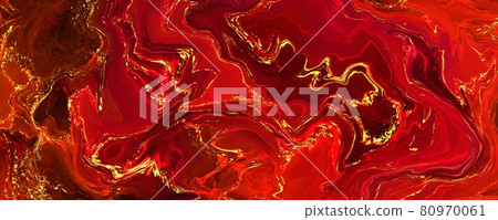 明亮的紅色和金色大理石圖案背景材料 80970061