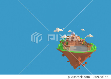 3D illustrator of Basilica Vatican, Rome , Italy. 3D rendering of a low polygon model including path selection 80970136