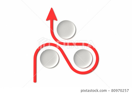 3D illustration of arrows moving away from obstacles 80970257