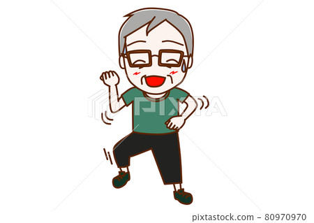 <全身/正面> 一個笑得開心跳舞的老人 80970970