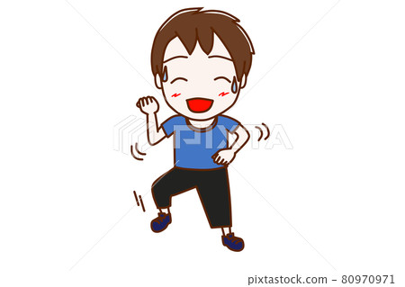 <Whole body / front> A boy who dances happily with a smile <Whole body / front> A boy who dances happily with a smile 80970971