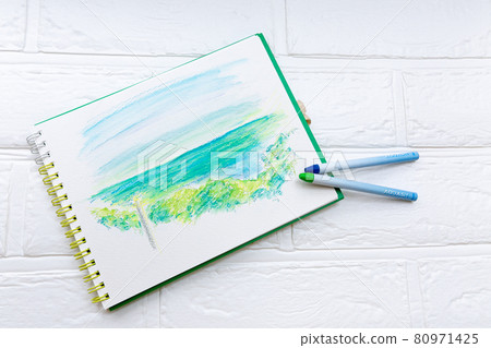 Sketchbook 2 with a picture of the sea 80971425