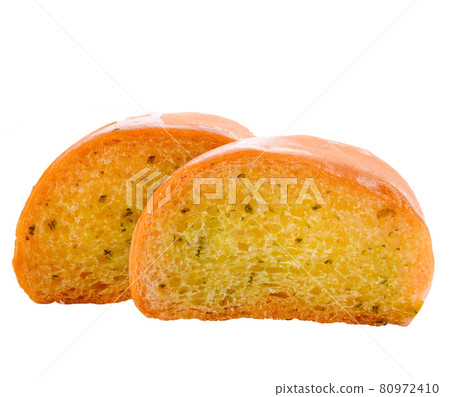 garlic bread isolated on white background ;Herb for health in food . garlic bread isolated on white background ;Herb for health in food . 80972410