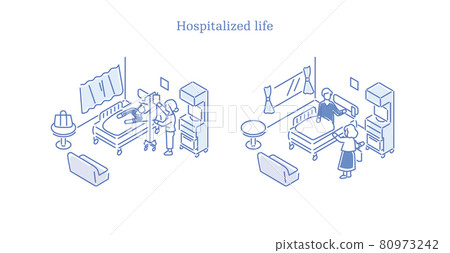 Senior man having an IV exchange during hospitalization 80973242