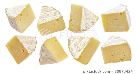 Camembert cheese isolated on white background Camembert cheese isolated on white background 80973424
