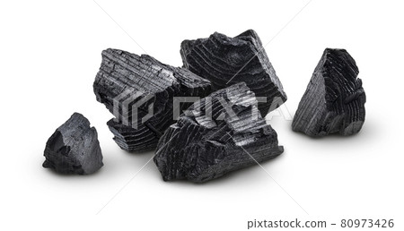 Natural wood charcoal isolated on white background Natural wood charcoal isolated on white background 80973426