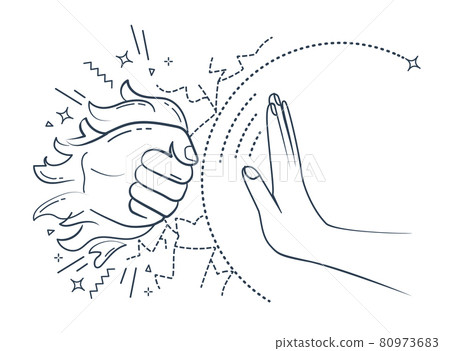 black hand stopping emotion of anger black hand stopping emotion of anger 80973683