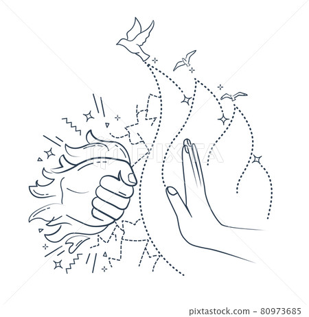 black emotion of anger and hand stop black emotion of anger and hand stop 80973685