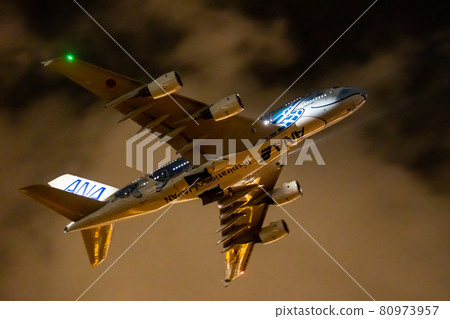 Passenger plane A380 that took off from Narita Airport Passenger plane A380 that took off from Narita Airport 80973957