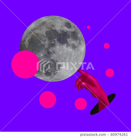 Contemporary art collage, modern design. Aesthetic of hands. Trendy vibrant neon colors. Contemporary art collage, modern design. Aesthetic of hands. Trendy vibrant neon colors. 80974261