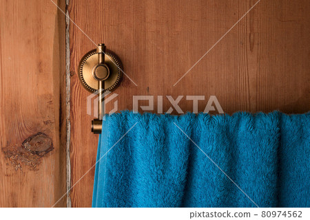 Part of furphy towel on vintage wooden bath door. Part of furphy towel on vintage wooden bath door. 80974562