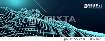 Abstract wireframe landscape background. Abstract wireframe landscape background. 80974673