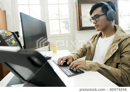 Programmers and developer teams are coding and developing software 80974846