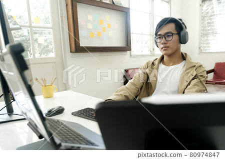 Programmers and developer teams are coding and developing software 80974847