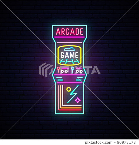 Arcade game machine neon sign.  80975178