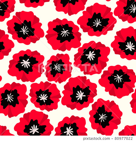 Floral seamless with hand drawn color poppies. Cute summer background with flowers and leaves. Modern floral compositions. Fashion vector stock illustration for wallpaper, card, fabric, textile. Floral seamless with hand drawn color poppies. Cute summer background with flowers and leaves. Modern floral compositions. Fashion vector stock illustration for wallpaper, card, fabric, textile. 80977022