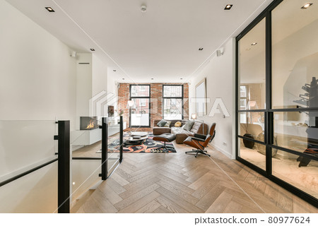 Modern furniture in a bright living room Modern furniture in a bright living room 80977624