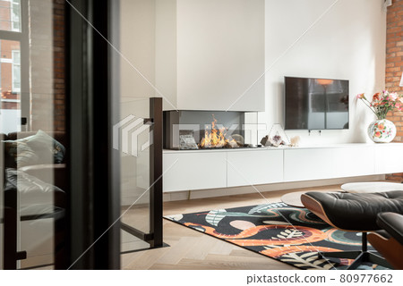 Modern furniture in a bright living room Modern furniture in a bright living room 80977662