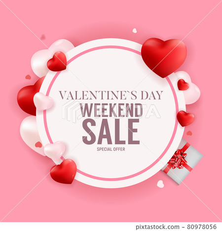 Valentine's Day Love and Feelings Weekend Sale Background Design. Vector illustration 80978056