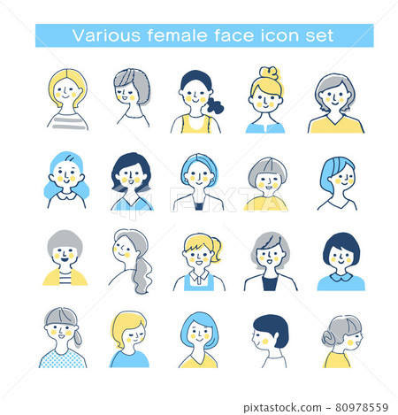 Women with various smiles bust-up set 80978559