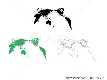 World Map Illustration-Shadow 3 Color Set 80979334