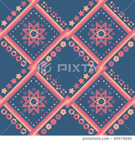 ethnic pattern with geometric seamless flower... - Stock Illustration ...