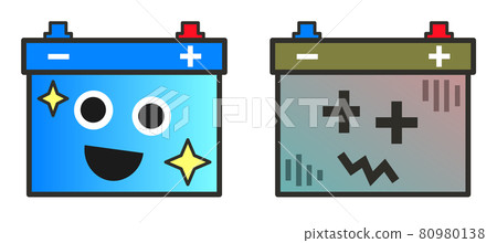 充滿電的電池和過度放電的蓄電池圖示 80980138