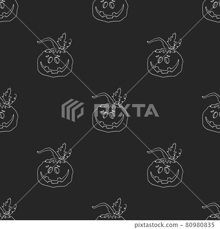 Halloween pumpkin seamless pattern. Cute cartoon pumpkins, holiday background design, vector illustration 80980835
