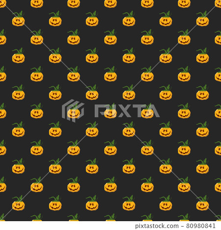 Halloween pumpkin seamless pattern. Cute cartoon pumpkins, holiday background design, vector illustration 80980841