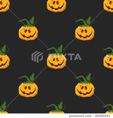 Halloween pumpkin seamless pattern. Cute cartoon pumpkins, holiday background design, vector illustration 80980843