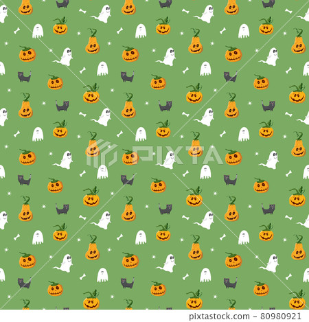 Halloween seamless pattern design. Cute cartoon elements, holiday background, vector illustration Halloween seamless pattern design. Cute cartoon elements, holiday background, vector illustration 80980921