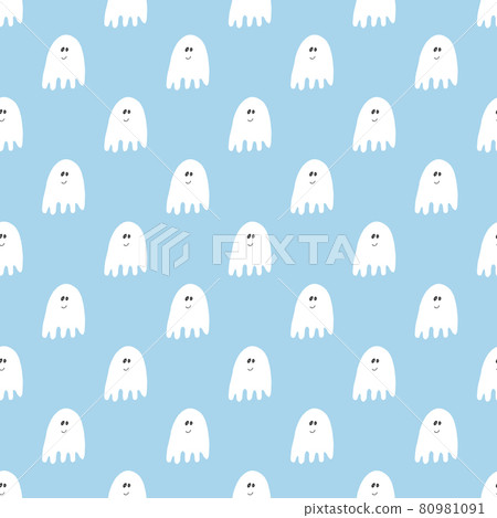 Cute ghost seamless pattern design. Halloween holiday, cartoon background, vector illustration 80981091