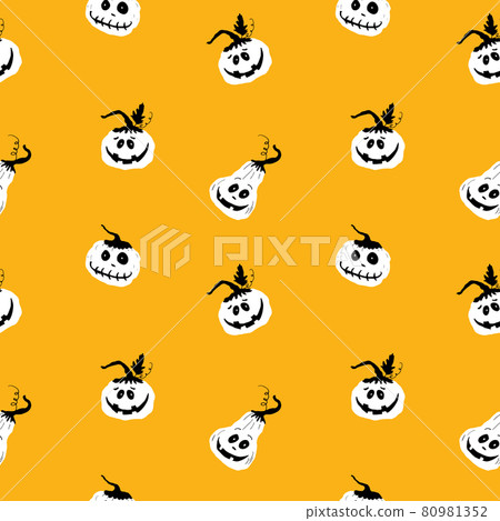 Halloween pumpkin seamless pattern. Cute cartoon pumpkins, holiday background design, vector illustration 80981352
