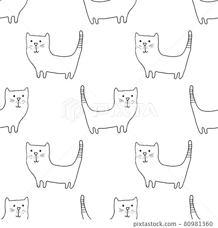 Cute cat seamless pattern. Cartoon cats... - Stock Illustration ...