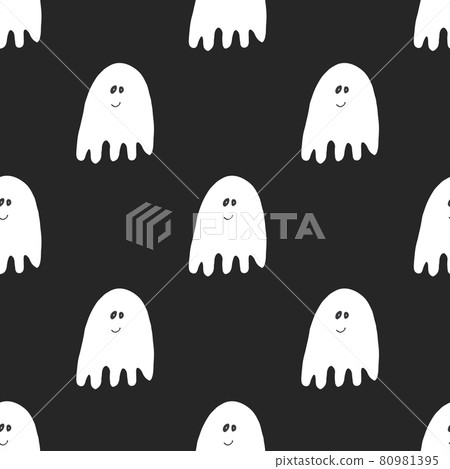 Cute ghost seamless pattern design. Halloween holiday, cartoon background, vector illustration Cute ghost seamless pattern design. Halloween holiday, cartoon background, vector illustration 80981395