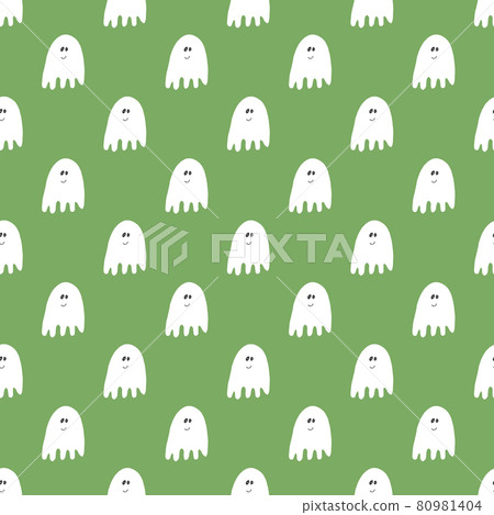 Cute ghost seamless pattern design. Halloween holiday, cartoon background, vector illustration 80981404