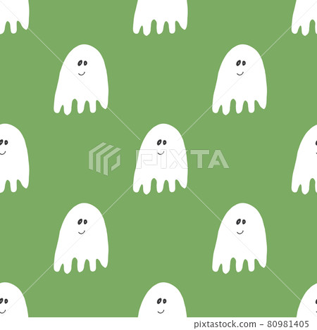 Cute ghost seamless pattern design. Halloween holiday, cartoon background, vector illustration 80981405