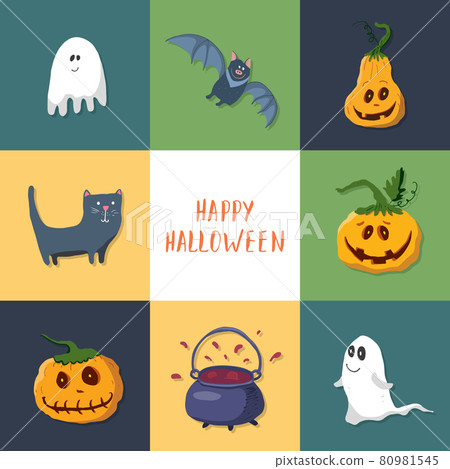 Halloween icons set, design elements, vector illustration 80981545
