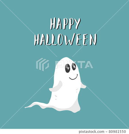 Halloween greeting card. Cute ghost, party invitation or holiday banner design, vector illustration 80981550